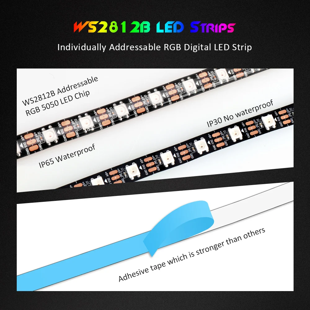 LED Strip Light RGB 5V Addressable ws2812b Strip For PC case Motherboard 3 Pin Header for ASUS Aura SYNC,MSI Mystic Light SYNC