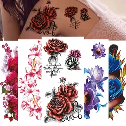 Schoonheid Bloem Diamond Black Rose Waterdichte Tijdelijke Tattoo Body Art Arm Mouw Water Transfer Nep Vrouwen Decoratie Sticker