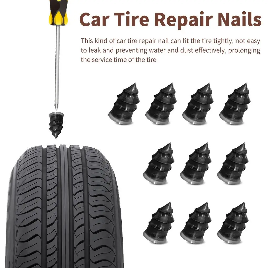 

10 Pieces Vacuum Tyre Repair Nail Tire Screws Tyre Patches Black L