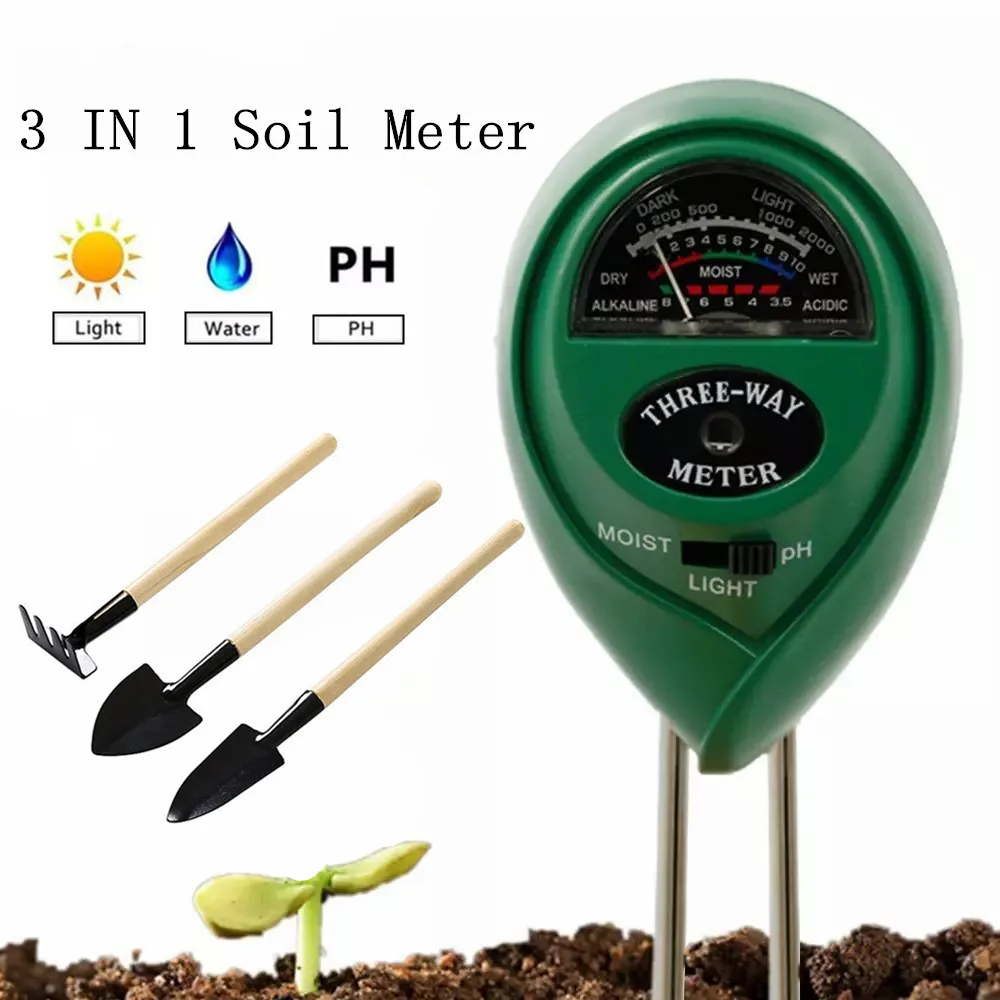 3 in 1 Soil PH Meter Sunlight Moisture PH Tester Flower Meter Garden Soil Humidity Sensor Plants Acidity Hygrometer 20%off