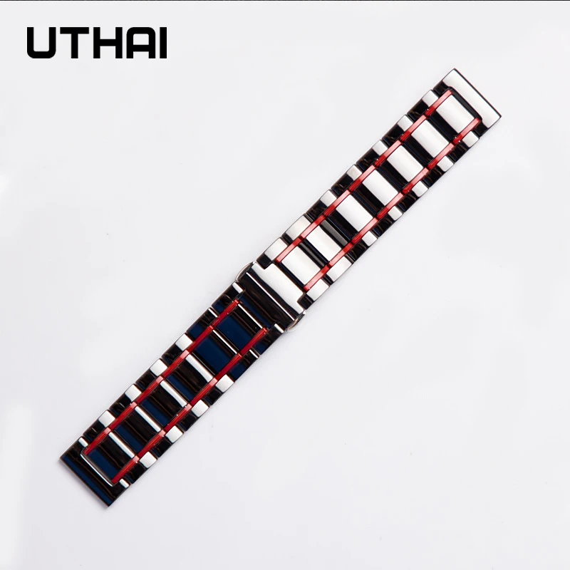 Ceramic strap For huawei watch gt 20mm 22mm watch strap Five beads stainless steel cermet strap watchbands UTHAI C10