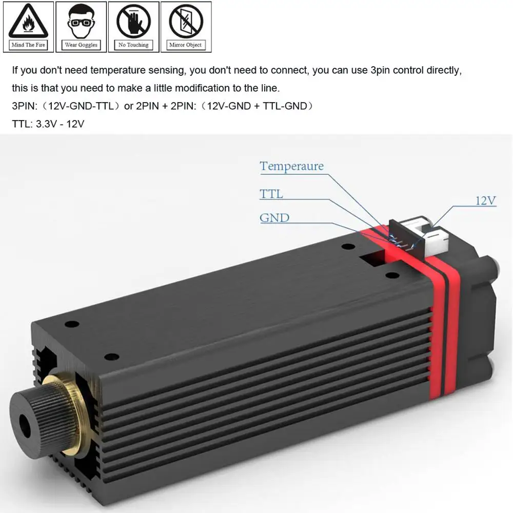 Neje N30820 Laser Hoofd 40W Module Voor Cnc Laser Graveur Snijmachine Diy Creatie, hout Graveren En Snijden Gereedschap