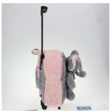 1-6 years old children\'s trolley suitcase Detachable trolley school bag elephant doll Kindergarten backpack rolling luggage bags
