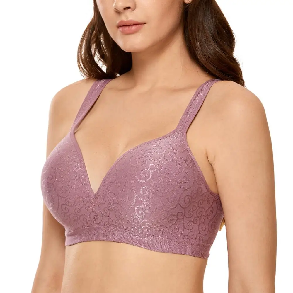 Women\'s Comfort Full Coverage Jacquard Everyday Seamless Foam Contour Wire Free Bra Plus Size