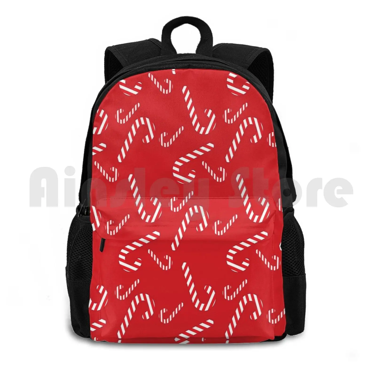 Candy Cane Pattern Outdoor Hiking Backpack Waterproof Camping Travel Pattern Background Retro Isolated Wallpaper Greeting