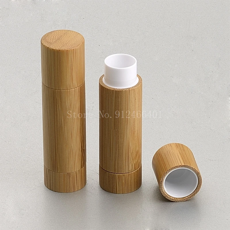 Bamboo Lip Balm Tube Containers Packaging Empty Wooden Lip Stick Tubes Wood Lipstick Container for Cosmetics Beauty Skincare