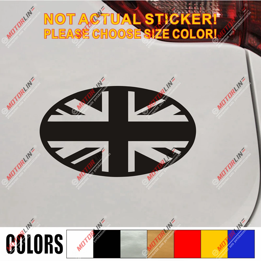 UK British Flag Union Jack Oval Decal Sticker Car Vinyl pick size color no bkgrd