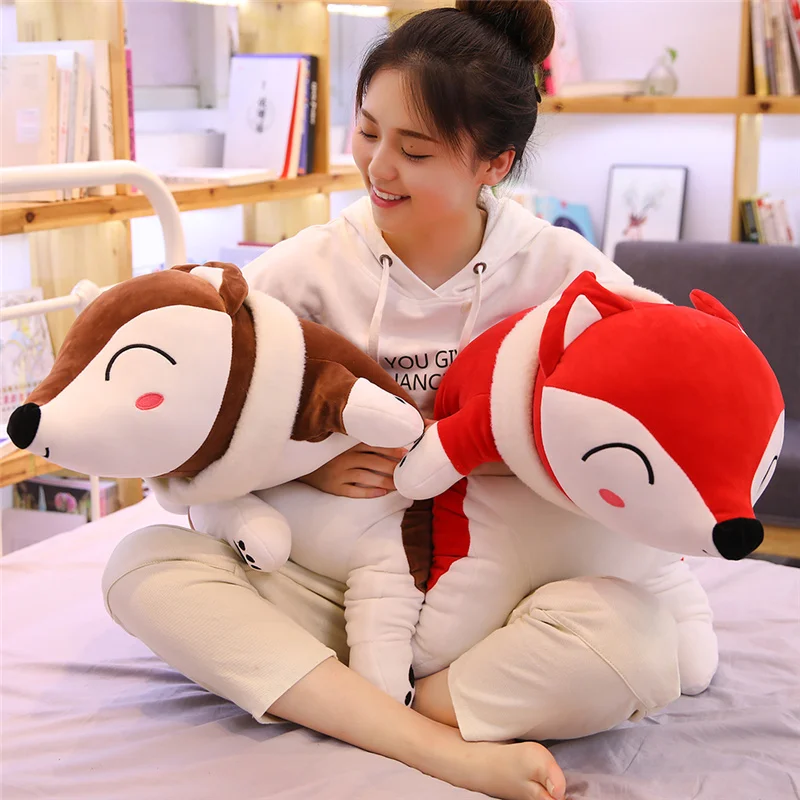 35cm-90cm Kawaii Fox Dolls Stuffed Animals Fox Plush Toys for Girls  Plush Pillow Fox Fluffy Doll Birthday Gift For Children