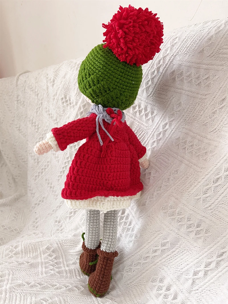 Organic Knitting Toy christmas girl Crochet Soft Cotton Toys  Handmade Knitted Toy Quality Material finished Knit Fabric Toy