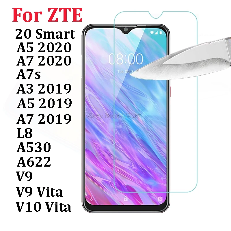 Tempered Glass For ZTE Blade 20 smart A3 A5 A7 A7s 2019 2020 Glass Film on Blade V9 V10 Vita L8 A530 A622 Screen Protector Glass