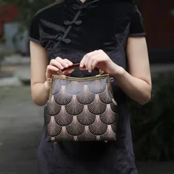 Torba w stylu vintage czysta ręcznie robiona torba z zamkiem Shell łańcuszek damska torba na ramię Crossbody 2021 nowy łańcuszek eleganckie torebki damskie torebka