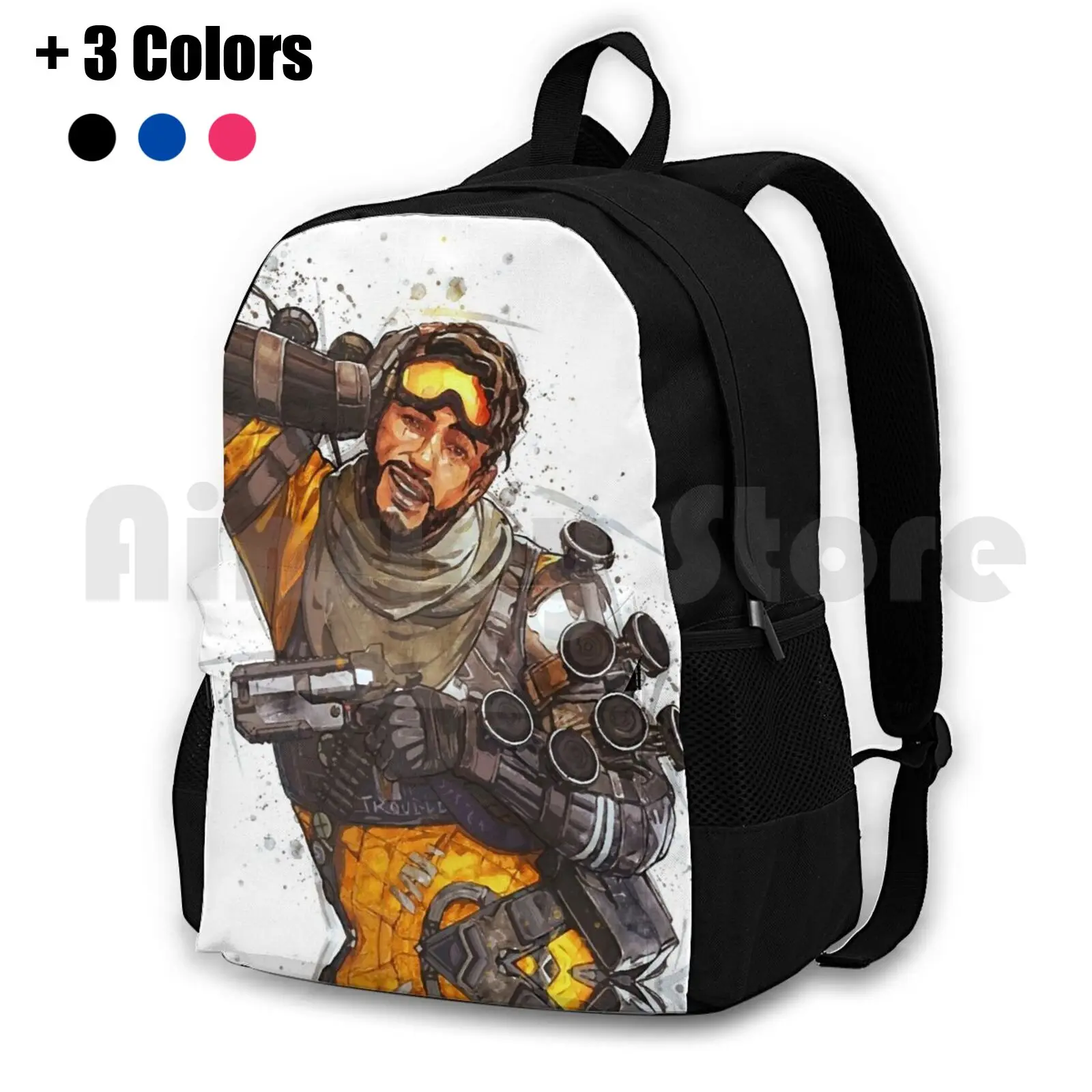 Apex Legends-Mirage Watercolor Art Painting Outdoor Hiking Backpack Riding Climbing Sports Bag Apex Legends Apex Legends Apex