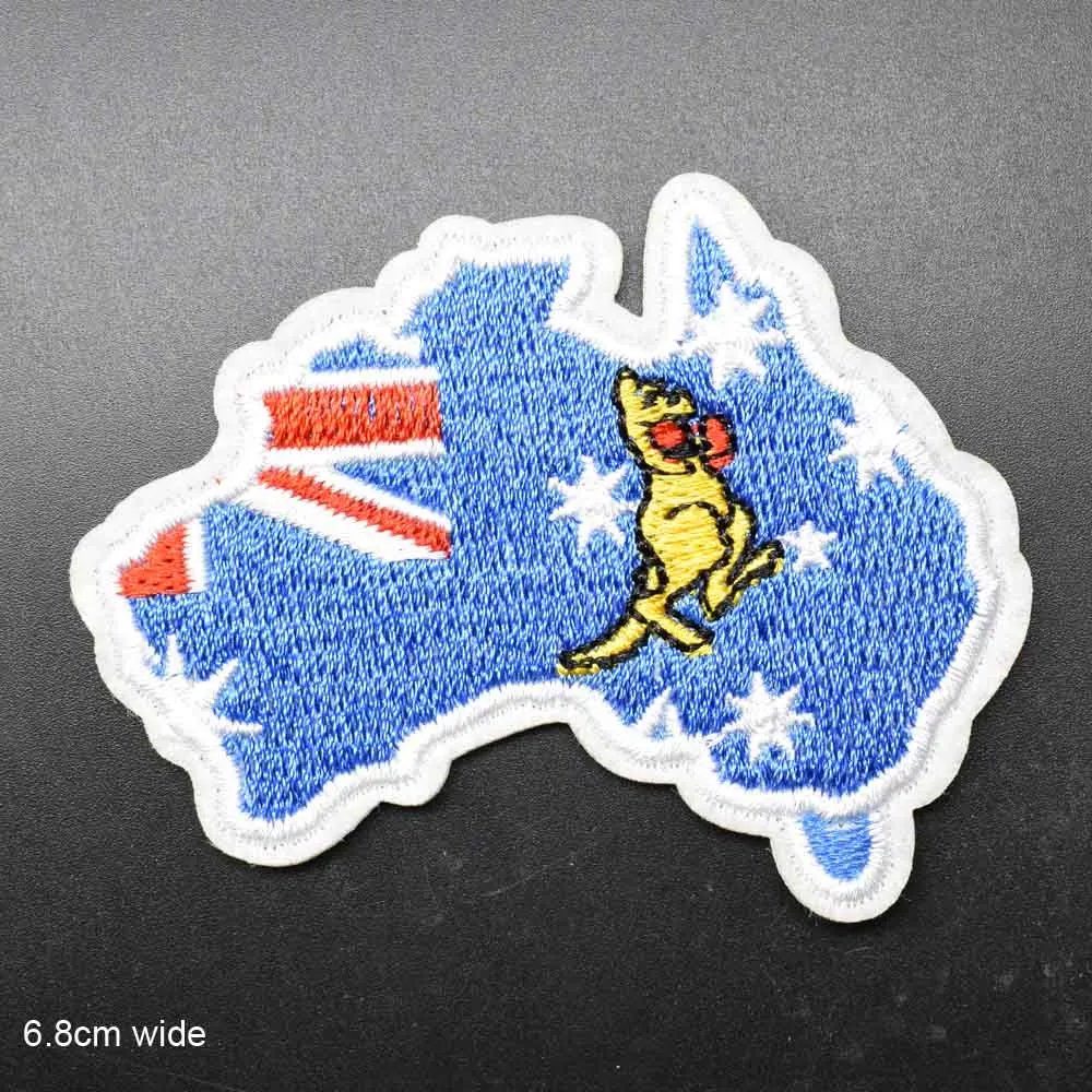 Australia Italy Africa Map Iron On Embroidered Clothes Patches For Clothing Stickers Garment Wholesale