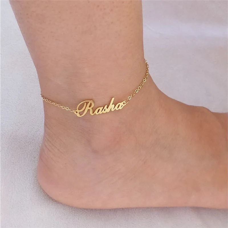 Custom Heart Letter Anklet Braclet Stainless Steel Customized Name Ankle Bracelet Jewellery Women Summer Accessories