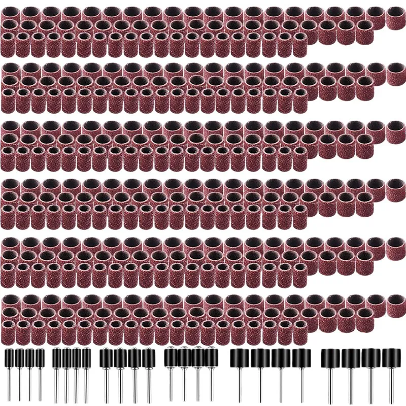 384 Pieces Drum Sander Set Including 360 Pieces Nail Sanding Band Sleeves and 24 Pieces Drum Mandrels for Rotary Tool CNIM Hot