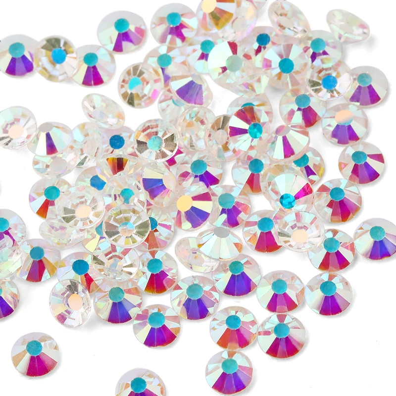 Transparent AB Crystal AB SS3-SS50 Mix Size Flat Back Non Hotfix Rhinestone Glass Gem For 3D Nail Art Decoration DIY Crafts