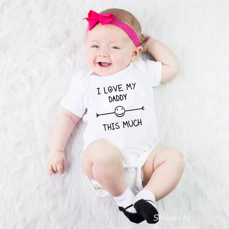 

I Love My Daddy This Much Baby Rompers Cotton Infant Body Short Sleeve Clothing Baby Jumpsuit Daddy Printed Baby Boy Girl Clothe