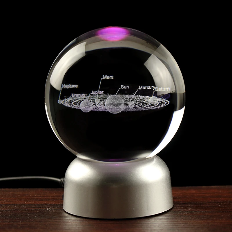 60MM80MM 3D Crystal Solar System Ball Planets Glass Ball Laser Engraved Globe Miniature Model Home Decor Astronomy Gift - Image 5
