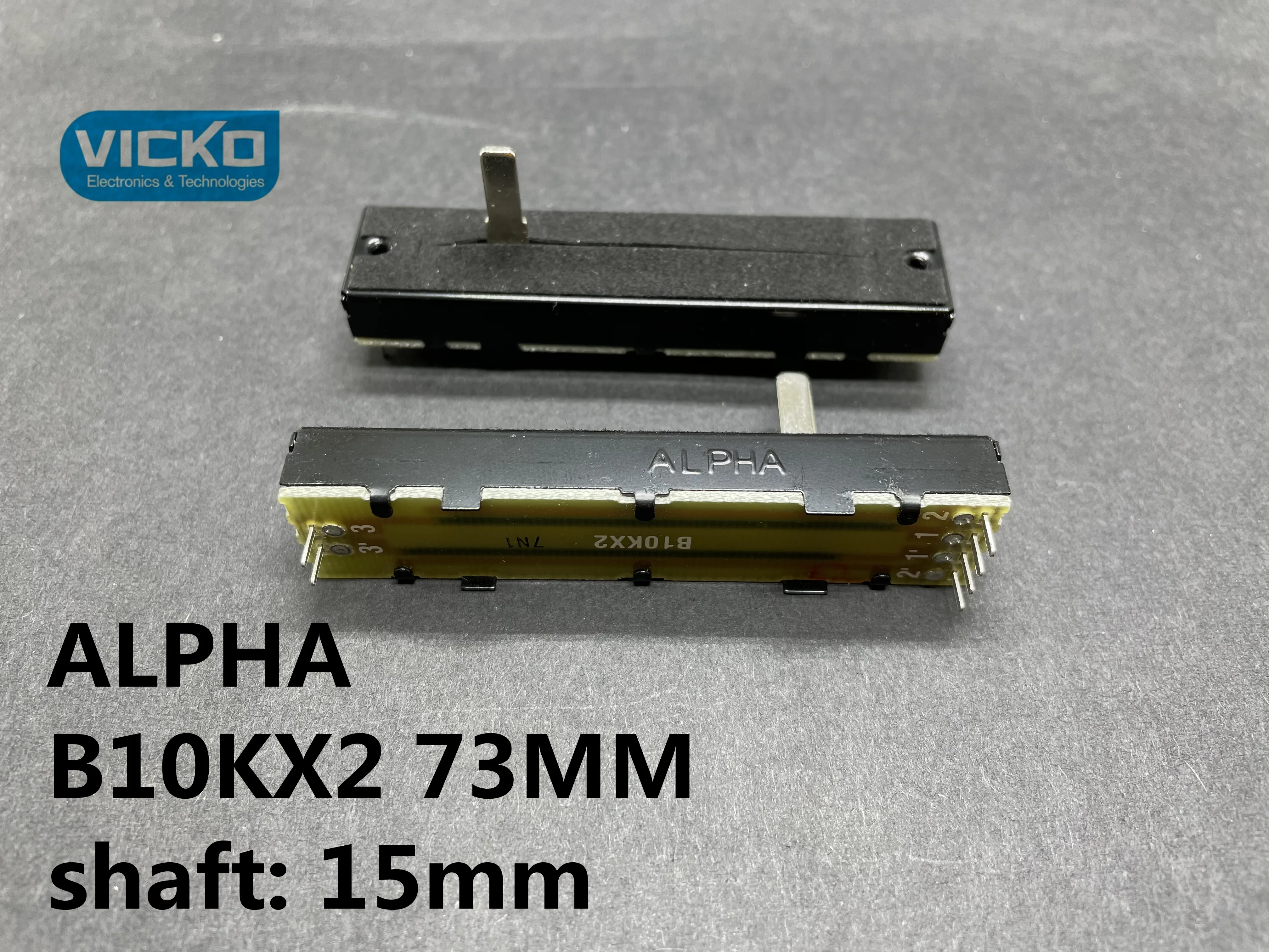 [VK]Original ALPHA 73MM B10KX2 7.3CM 15MM shaft Slide potentiometer with straight bar inside flannel dust inside foot (SWITCH)