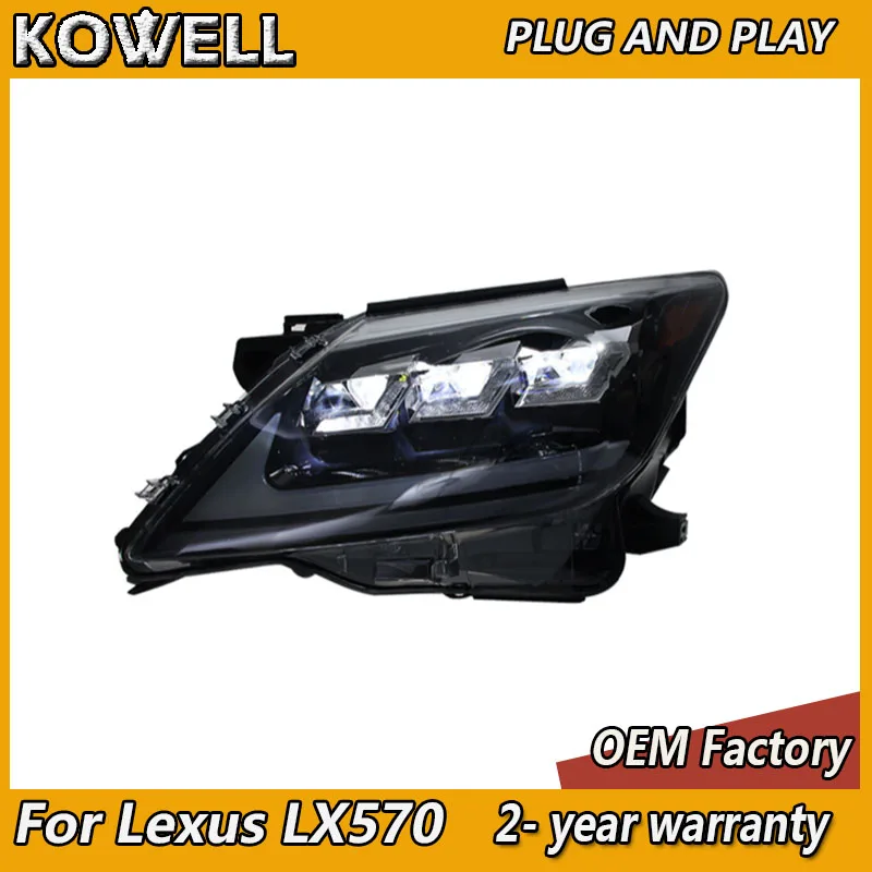 اكسسوارات السيارات للمصابيح الأمامية لكزس LX570 2007-2015 LX رئيس ضوء DRL بدوره إشارة منخفضة عالية شعاع العارض عدسة #3
