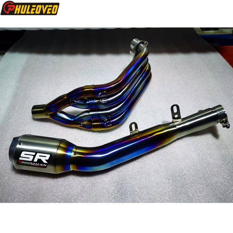 Blue Burnt Titanium Alloy Motorcycle Exhaust Full System for Honda CBR650F CBR650R CB650F CB650R 2015-2023 Header Muffler Demper