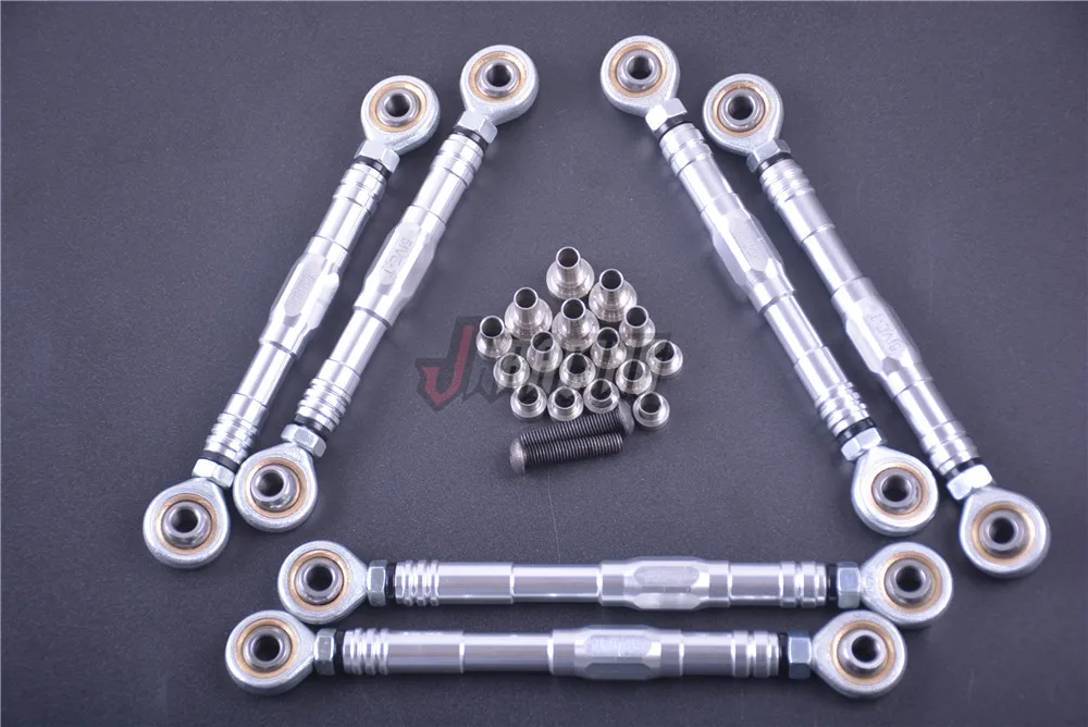 CNC Alloy Zero-Gap Front & Rear Suspension Tie Rod Steering Pull Rod Set for 1/5 Rovan LT KM  LOSI 5IVE-T