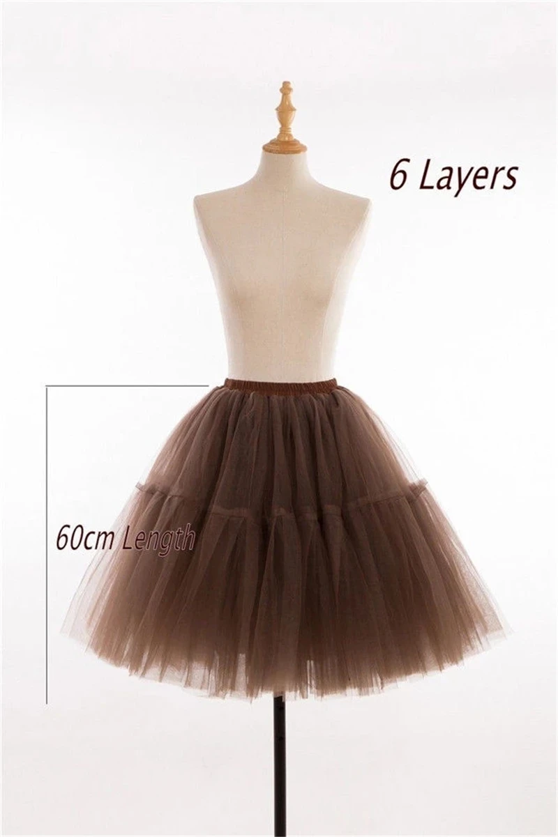 6 strati Tulle Tutu per adulti gonna Flare Puffy sottoveste Dress Princess Ballet jumpon Sous Robe Mariage Lolita Dress Party Prom Gown