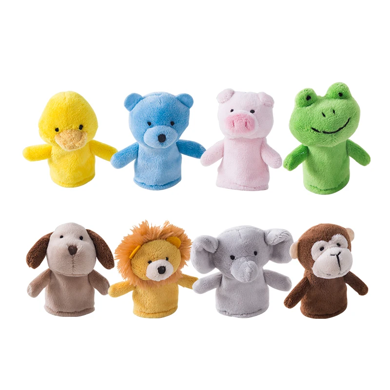 Kawaii finger puppets Mini Animal Frog Hand Puppet Puzzle Piggy Puppy Lion Monkey Bear Duck Elephant Finger Baby Doll