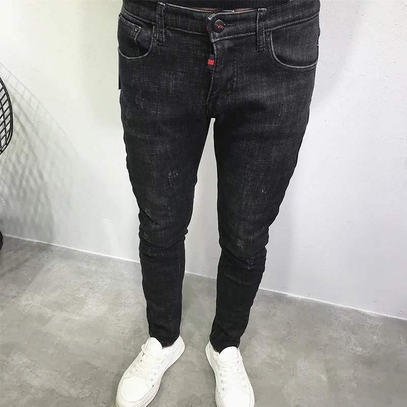 Autumn winter 2021 new Denim jeans men\'s Korean slim black retro feet pants brand all-match men\'s long teenager harem pants