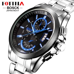 Luxury Brand bock Casual Business Watch uomo acciaio inossidabile resistente all'acqua orologio al quarzo Auto Day Date orologi Montre Homme