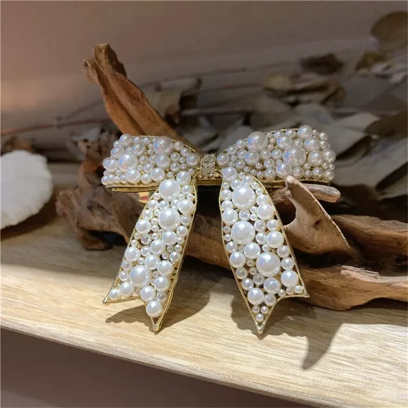 2021 New Korean Sweet Simulated Pearl Bowknot Hairpins Barrettes For Women Fashion Hair Accessories Hair Clips