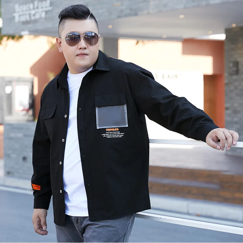 Denim Shirt Men 2023 Black Long Sleeve Jeans Male Camisa Thick Loose Blue Plus Size 5XL 6XL 7XL 8XL Boys Casual Cotton Blouse