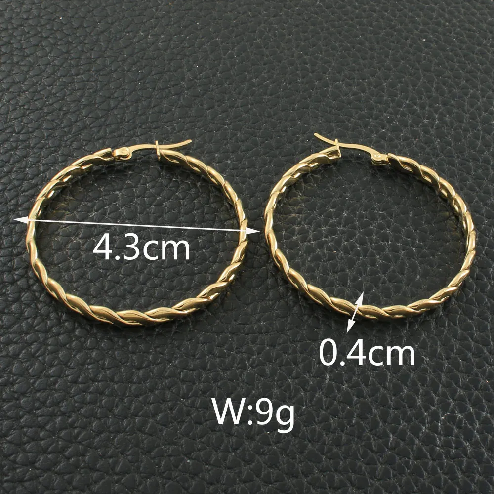 Newest Gold Color Fashion Stainless Steel Jewelry Simple Hoop Earrings Personality Bijoux En Acier Inoxydable Femme EFGZCFEP