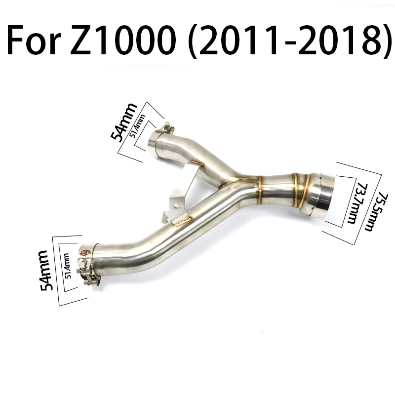 For Kawasaki Z1000 2007-2018 Motorcycle Exhaust Front Middle Link Pipe Contact Tube Slip-on Motocross Stainless steel modified