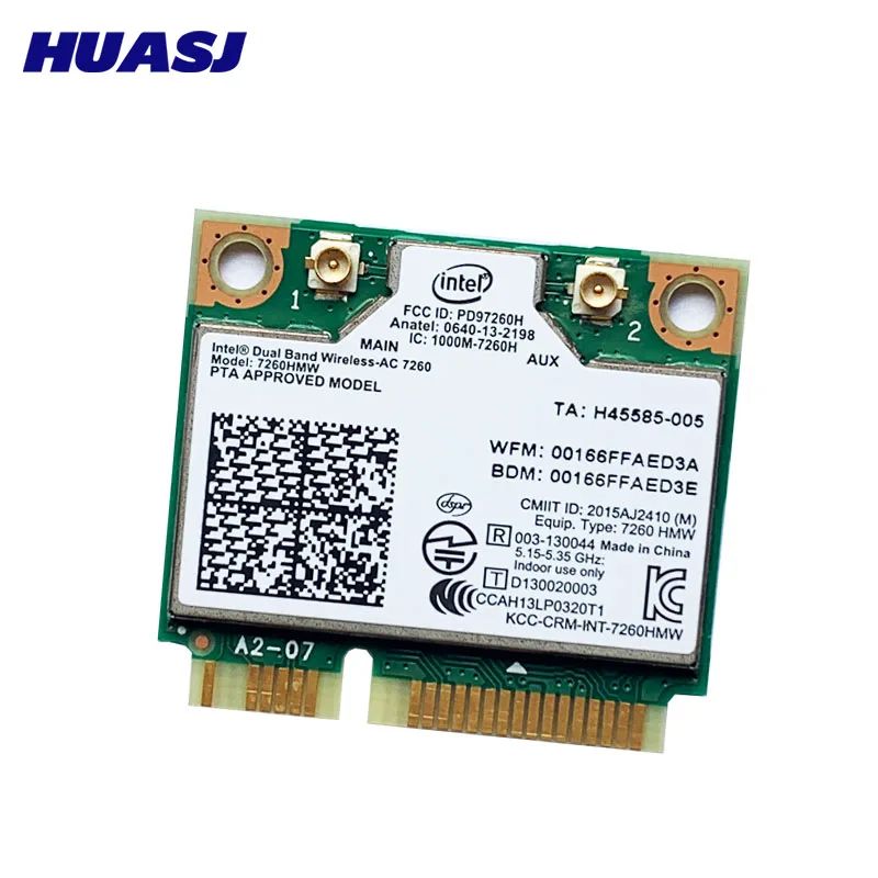 Dual Band Wireless Wifi Card for Intel 7260 7260HMW Medium Mini PCI-E 2.4G / 5Ghz 1200M BT 4.0 Wi-Fi Adapter 7260ac 802.1