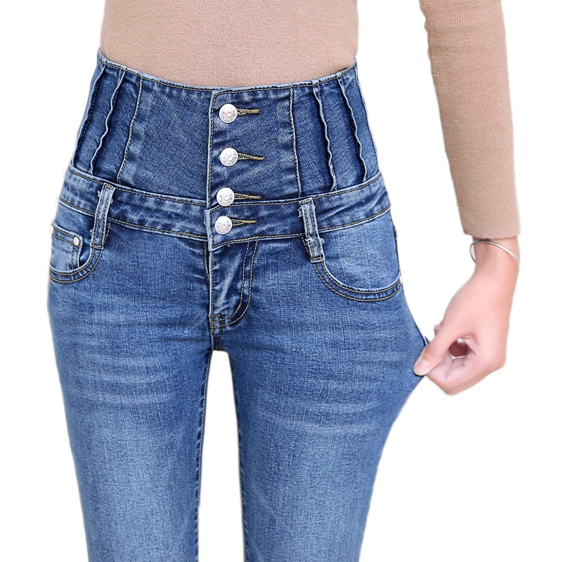 

2024 New Spring Jeans Woman Autumn Slim Feet Pencil Pantsuit The Waist Stretch Jeans Ladies Plus Size 6XL Denim Trousers Female