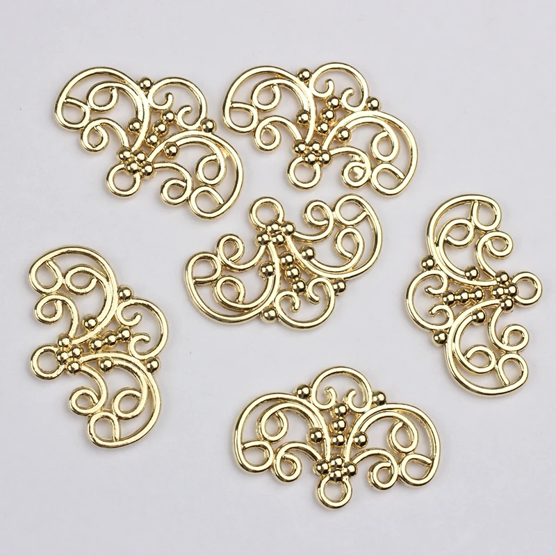 6pcs/lot Zinc Alloy  Vintage Lace Flowers Tassel Loop Charms Connectors For DIY Fashion Drop Earrings Making Accessories