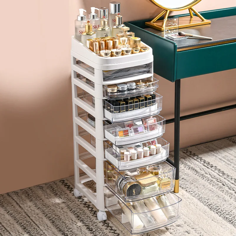 

Simple Cosmetic Storage Cabinet Floor Storage Cabinet Desktop Storage Box Household Multifunctional Drawer Chelf Organizer