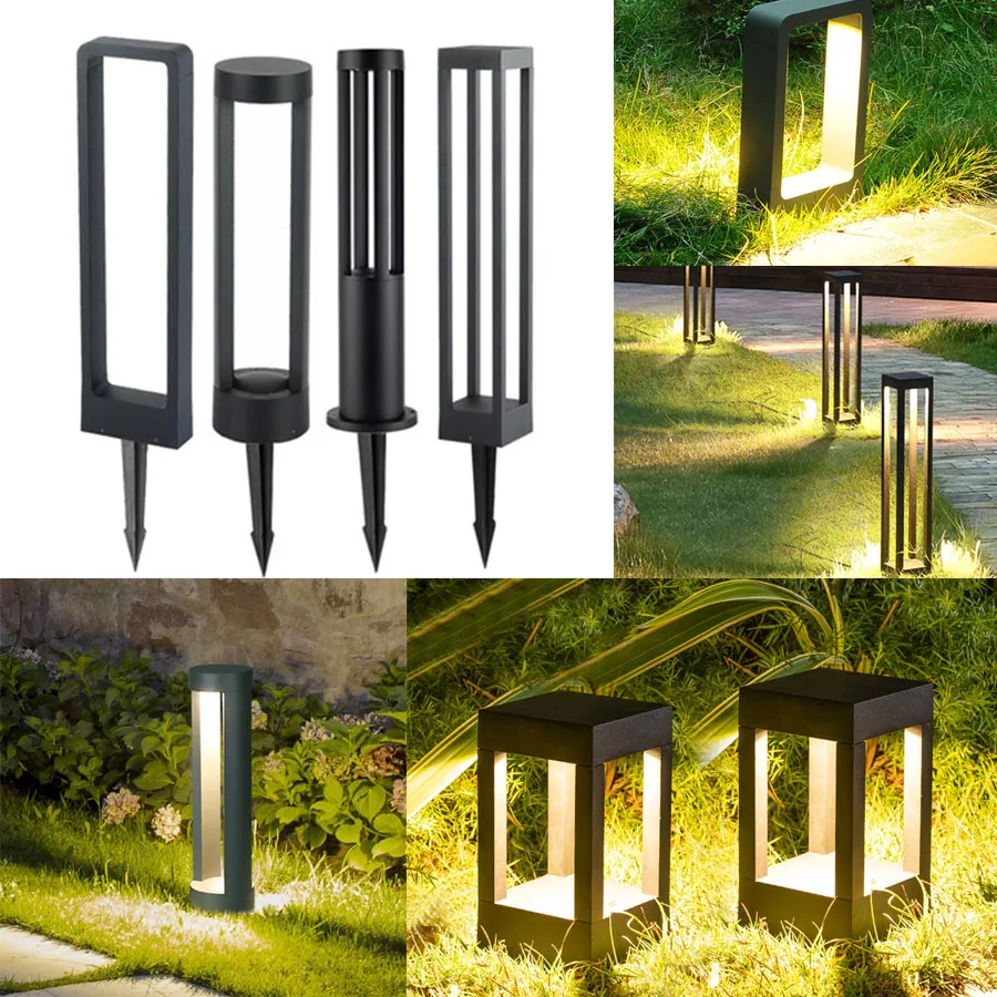 60ซม.LED Ground แทรกโคมไฟสนามหญ้าโมเดิร์นอลูมิเนียมกันน้ำกลางแจ้ง Garden Pillar Light Villa Patio Pathway สนามหญ้า Bollards โคมไฟ