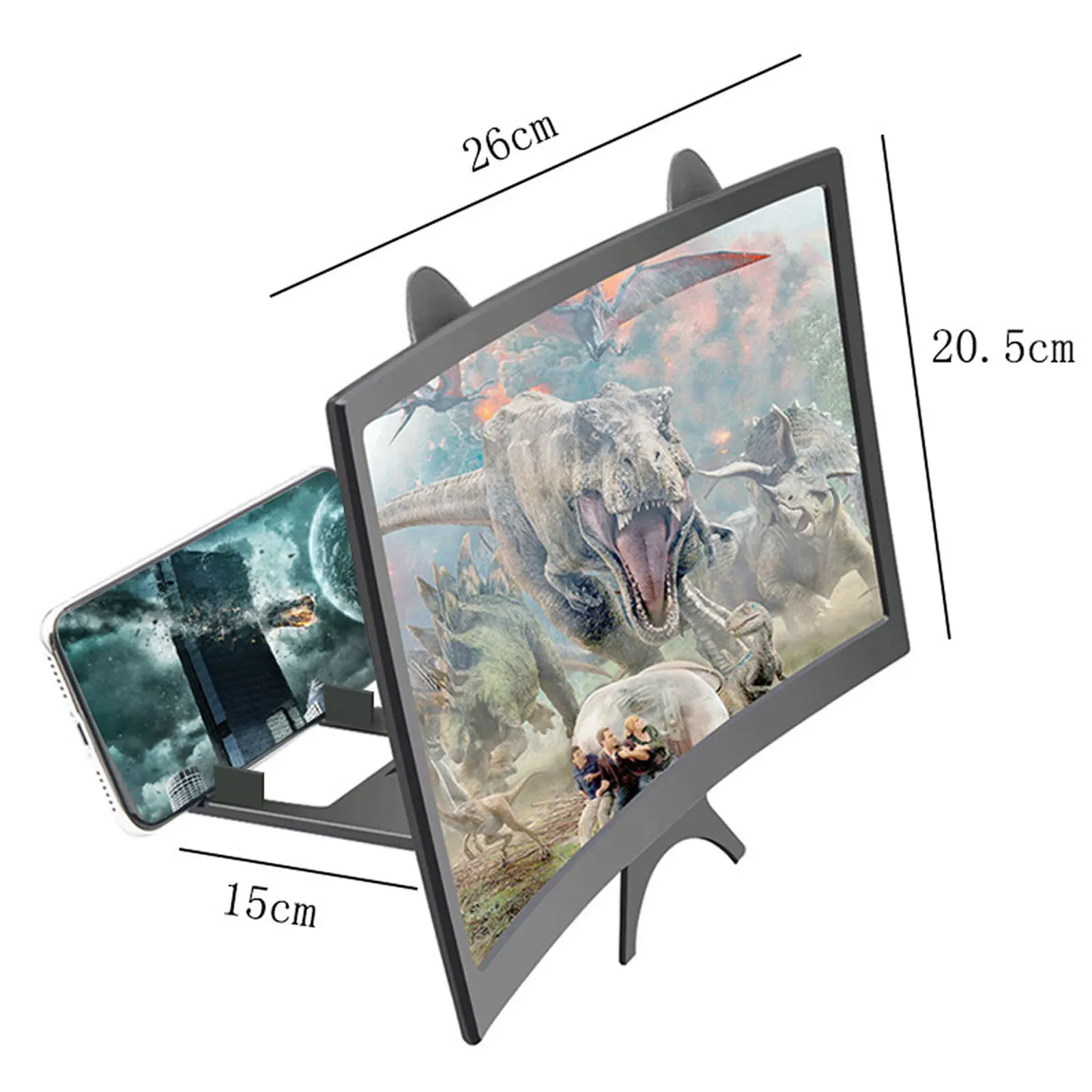 12inch Foldable Mobile Phone Screen Amplifier Projection 3D HD Curved Screen Magnifier Phone Holder for Home Bedroom Desktop