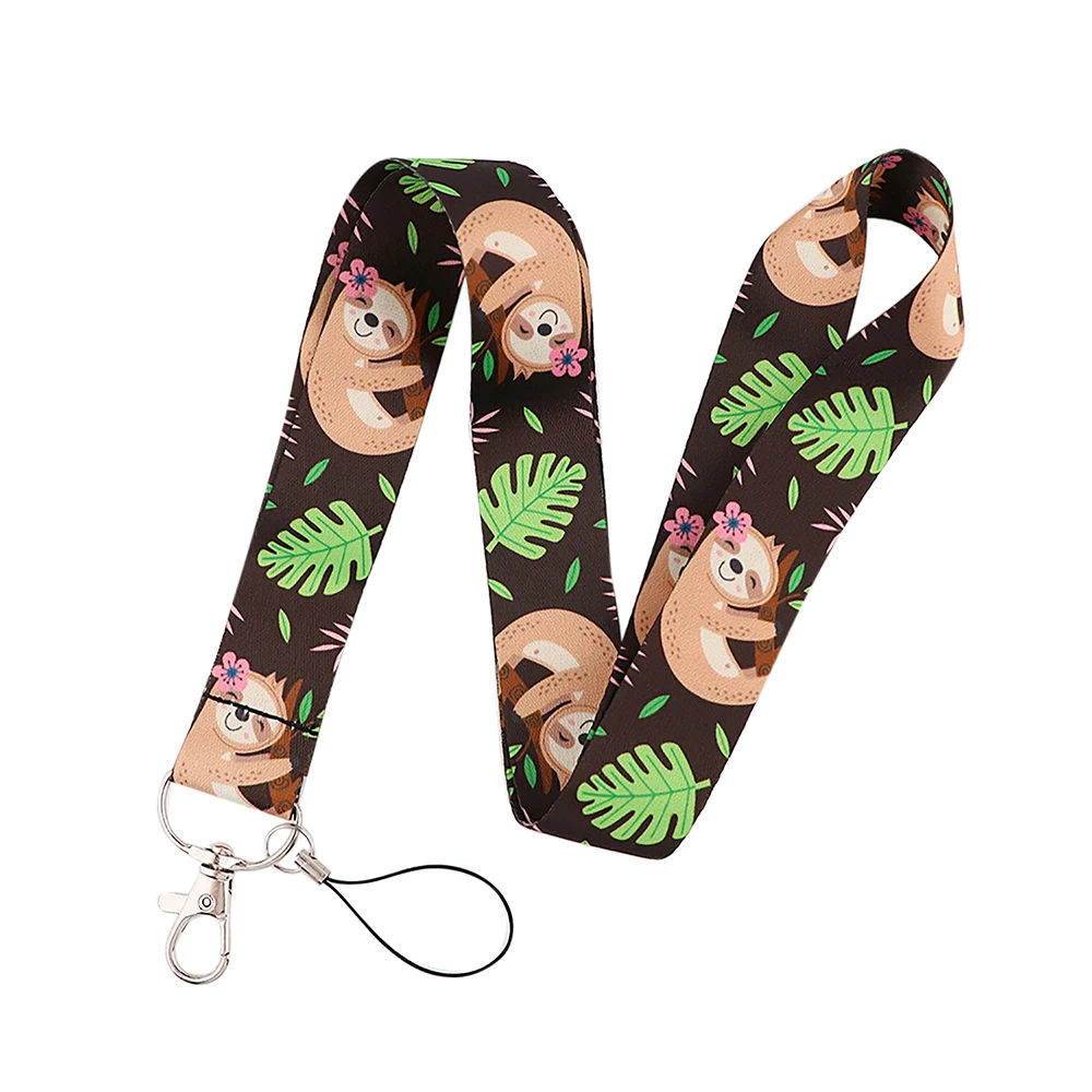 LT771 Cute Sloth Neck Strap Lanyards Keychain lanyard with id holder Holder Card Pass Hang Rope Lariat Keyring Accessories