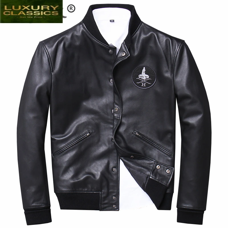 Leather Streetwear 5XL Genuine Jacket Men Clothes 2021 Fashion Mens Sheepskin Leather Coat Moto & Biker Short Jackets 725