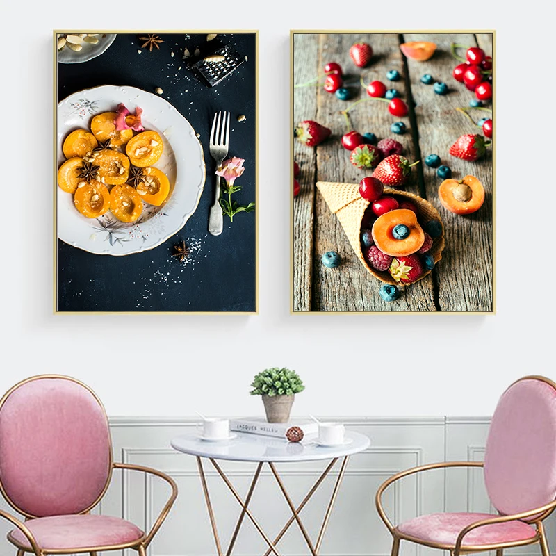 Nordic Style Dessert Fruit Photography Canvas Painting Posters Print Modern Wall Art Pictures For Dinning Room Kitchen Cafe