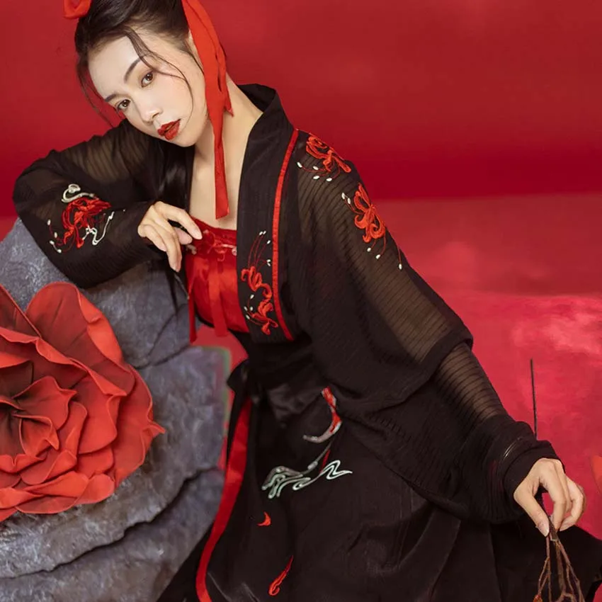 Robe de spectacle de danse pour femmes et filles, ensembles de Costumes chinois traditionnels Hanfu, rétro, broderie, anciens