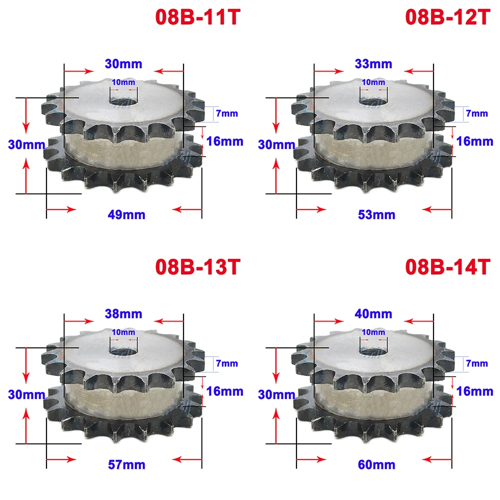 

1Pcs 08B 11 Teeth To 26 Teeth Sprocket Wheel Double Row Chain Gear 45 Steel