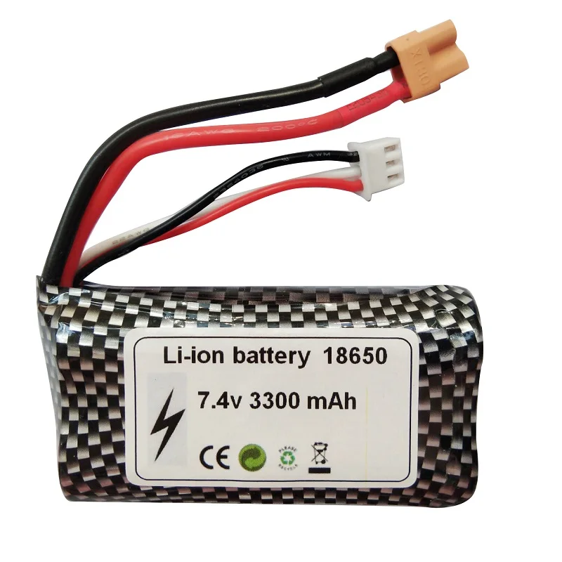 Akumulator litowo-jonowy 7,4 V 3300 mAh XT30 do ciężarówek RC HUINA 580 1580 1583 Akumulator 7,4 V 2S do samochodów RC Huina 580 550 583 582