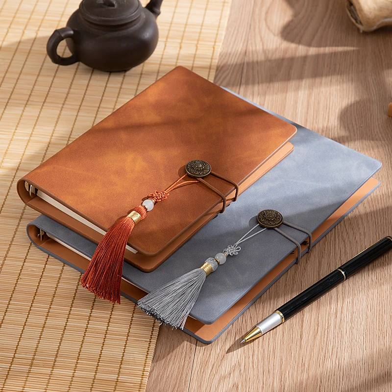 Hard Cover A6 B5 A5 Leather Journal Notebook Spiral Planner Organzier Ring Binder 2023 Creative Writing Note Book Stationery