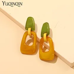 New Korean Acrylic Long Dangling Earrings for Women Trending Jewelry Big Geometric Resin Drop Earring Vintage Brincos for Girls