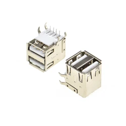 5Pcs Double USB Type A Female Solder Jacks Connector PCB Socket USB-A type 90 Degrees 4pins