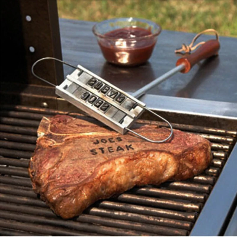 43cm BBQ Branding Iron Tong  DIY Barbecue Letter Printed BBQ Steak Tool Meat Grill Forks Barbecue Tool Accessories  rotisserie